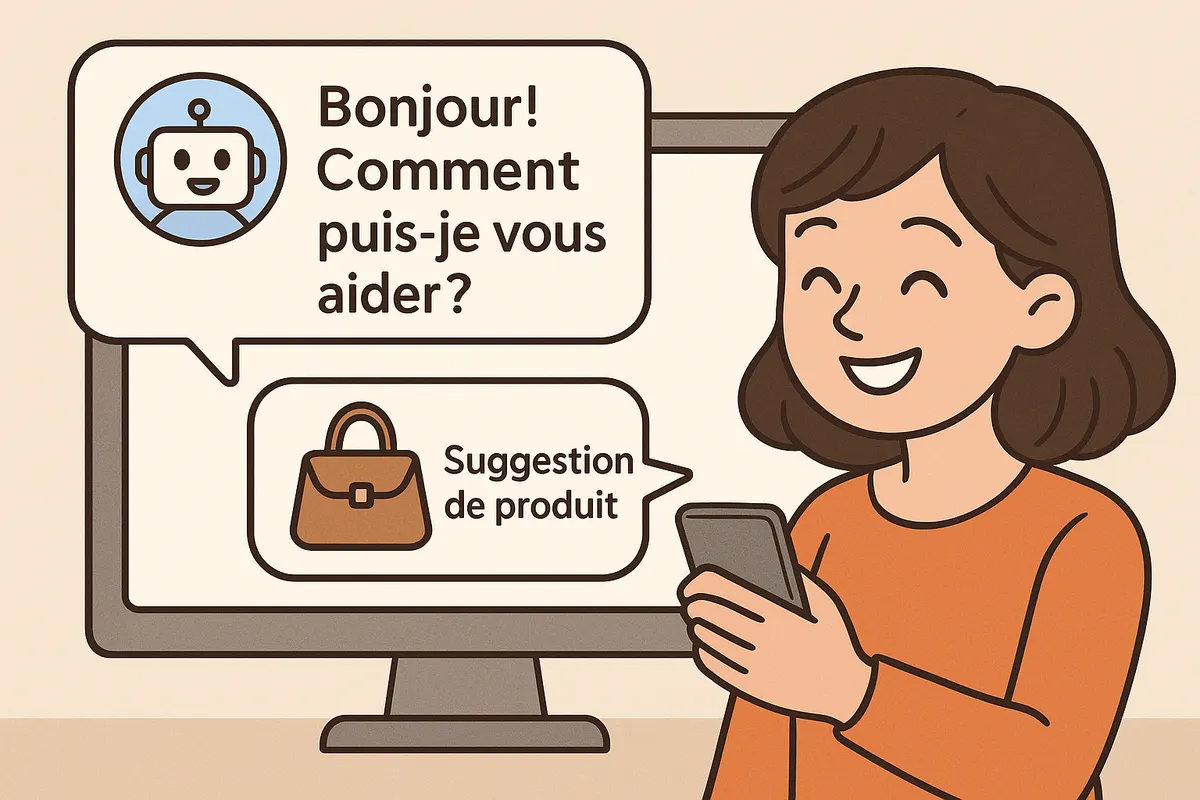 Chatbot IA aidant un client e-commerce