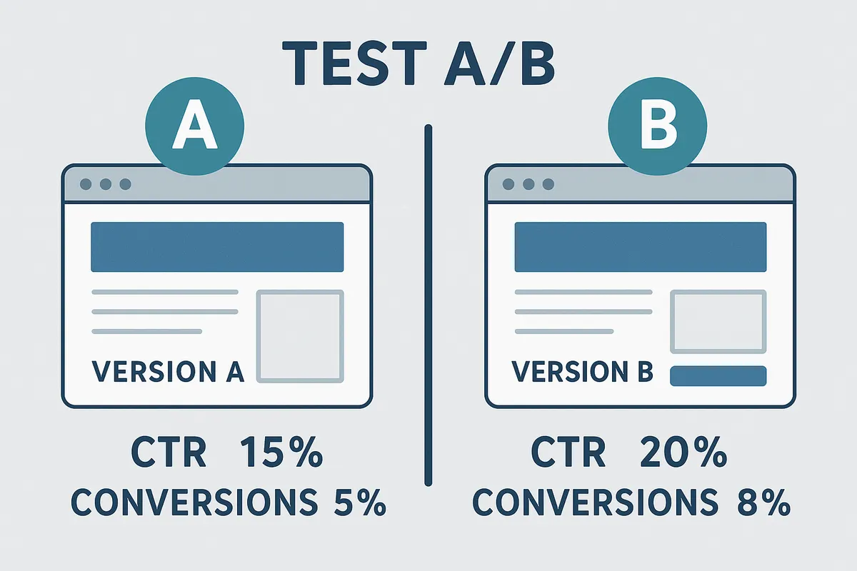 Comparaison entre deux variantes A et B d’un site web