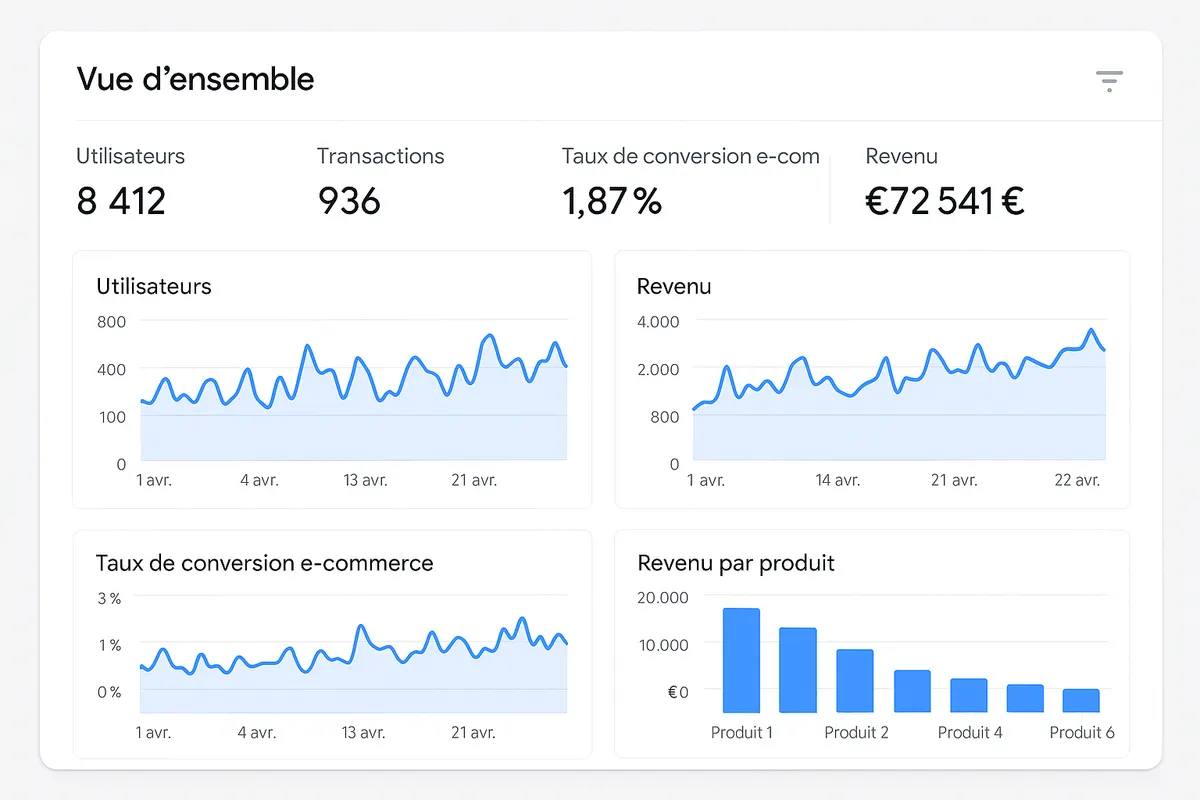 Tableau de bord analytics e-commerce avec GA4