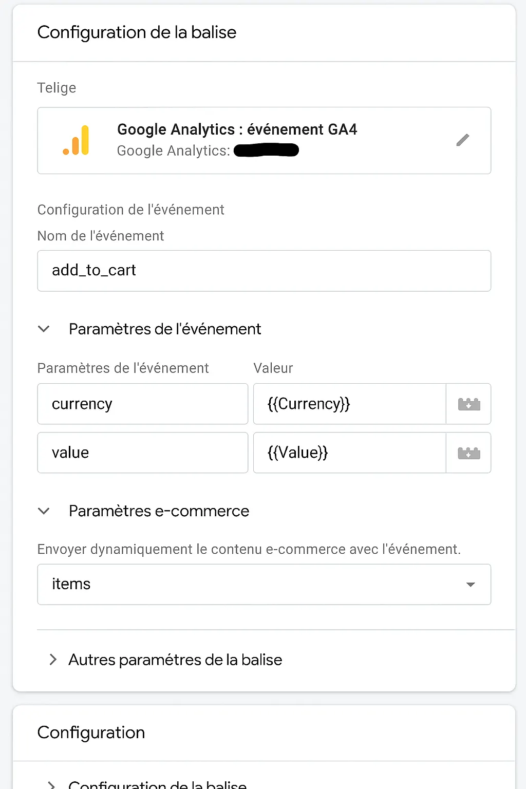 Configuration des événements e-commerce dans GTM