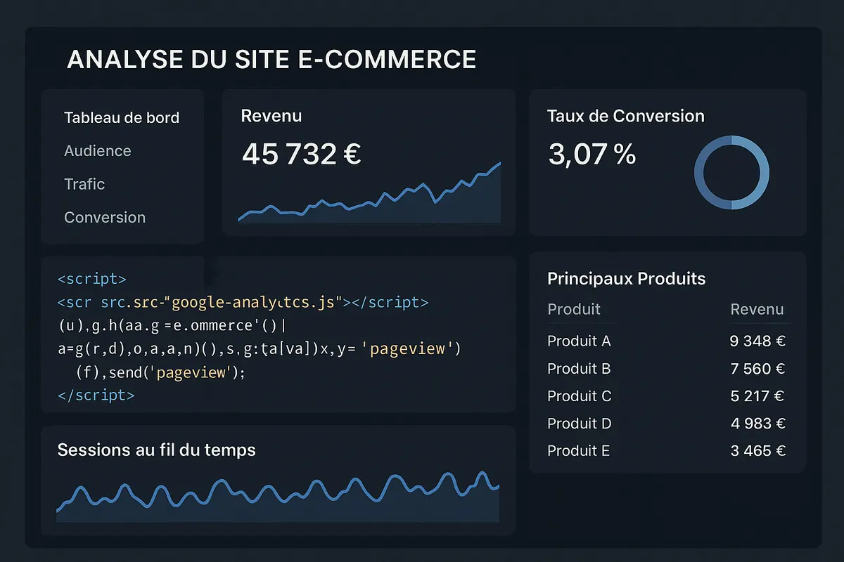 Tableau de bord d'analyse technique e-commerce