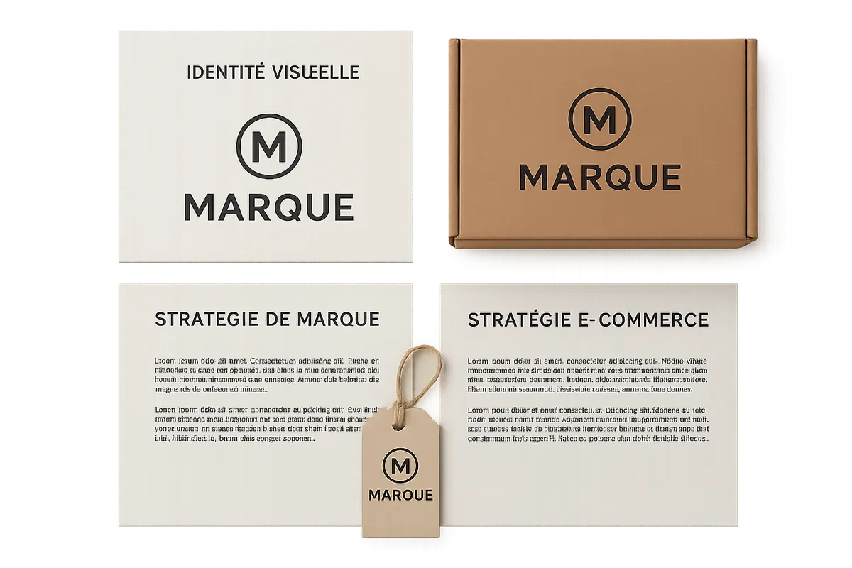 Concept de branding e-commerce avec éléments d'identité visuelle