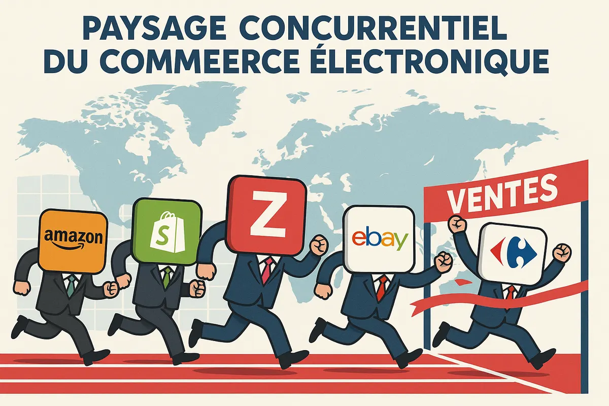 Paysage e-commerce concurrentiel avec différentes marques