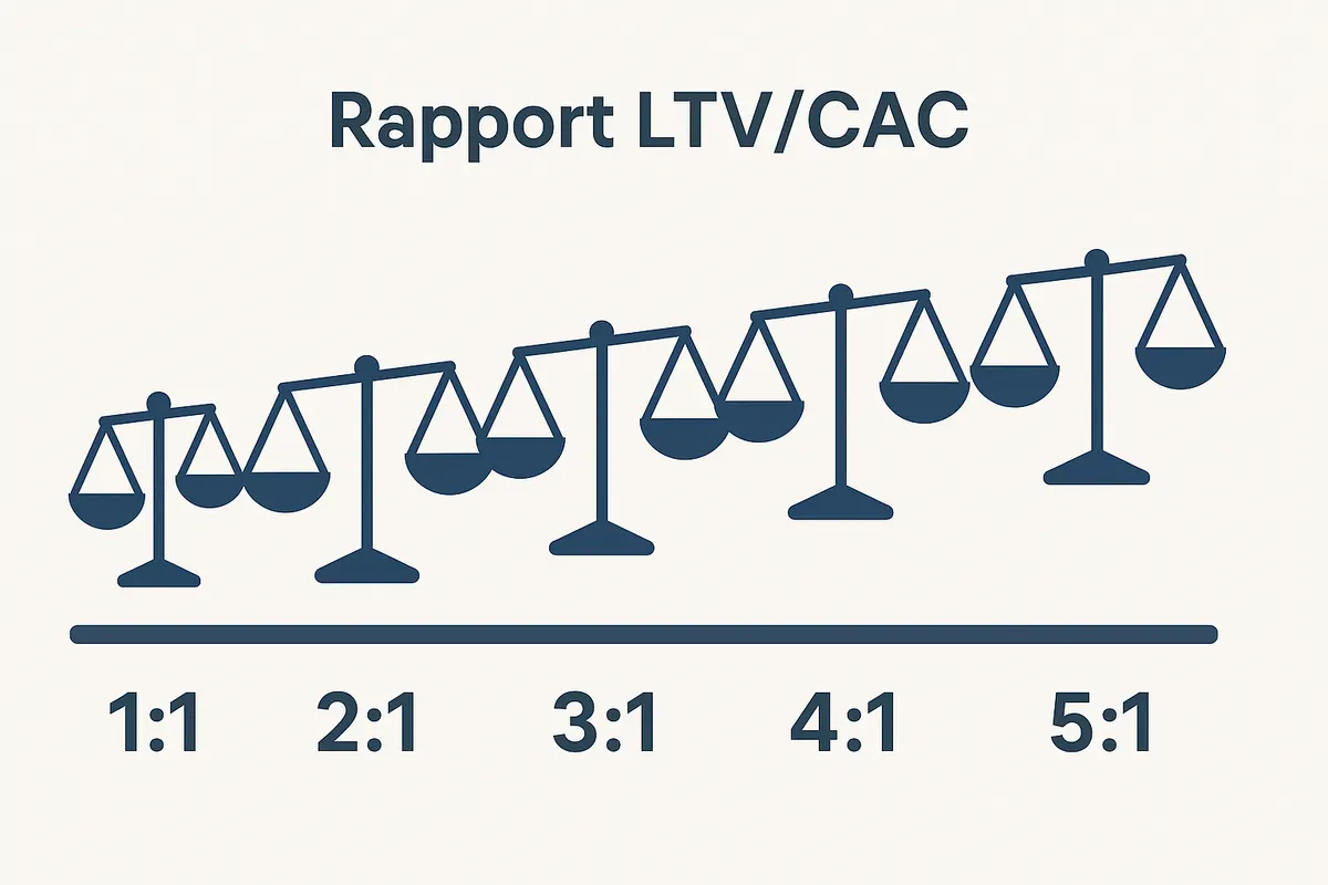 Visuel représentant différents niveaux de ratio LTV sur CAC