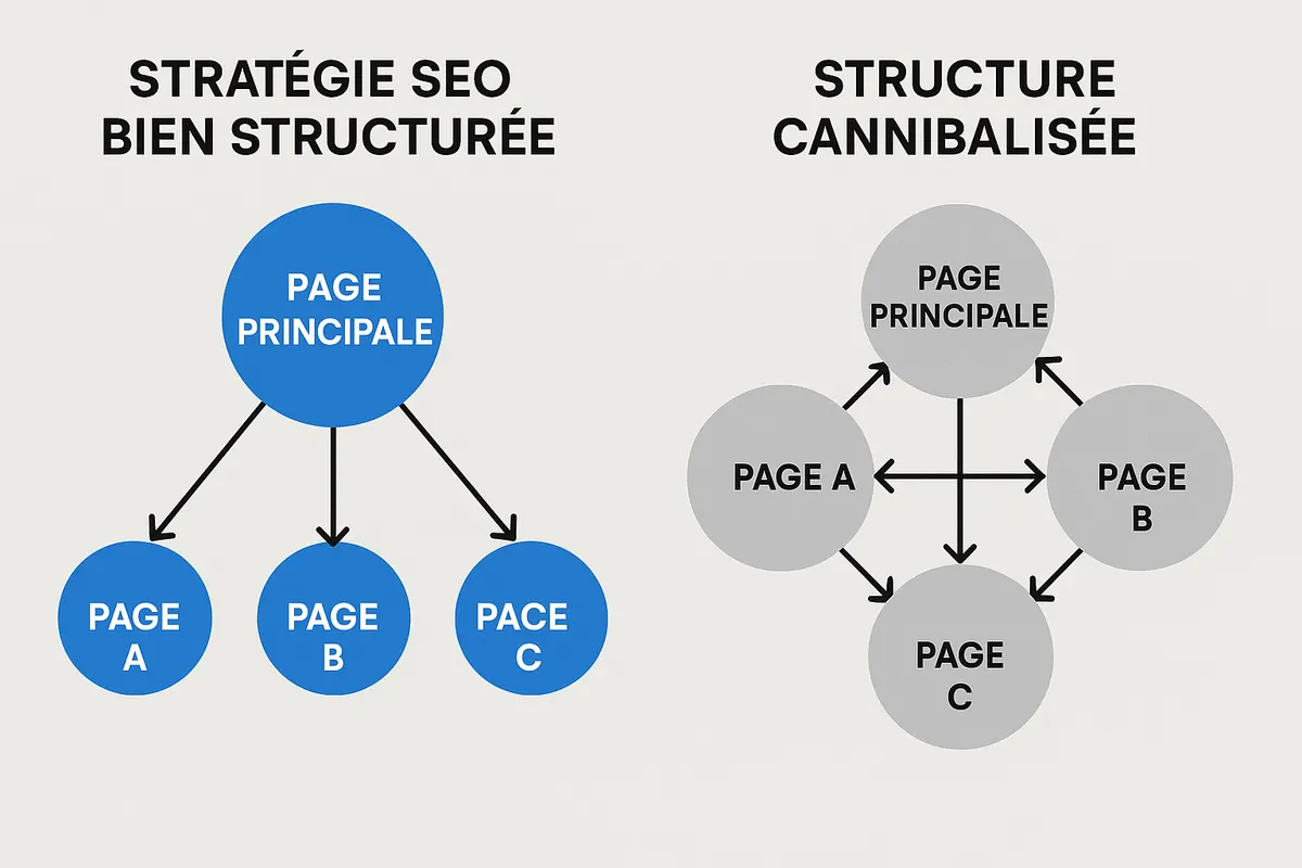 Structure SEO optimisée vs cannibalisée