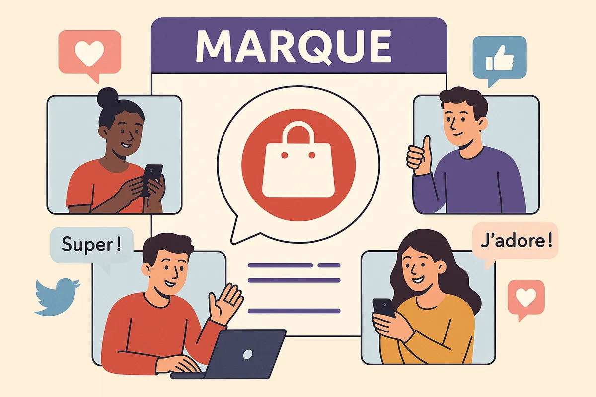Groupe de clients engagés autour d'une marque sur les réseaux
