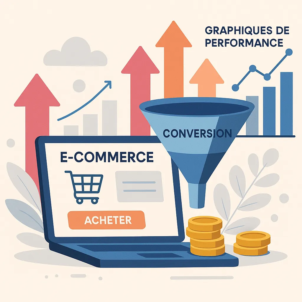 Illustration représentant l’optimisation du taux de conversion d’un site e-commerce