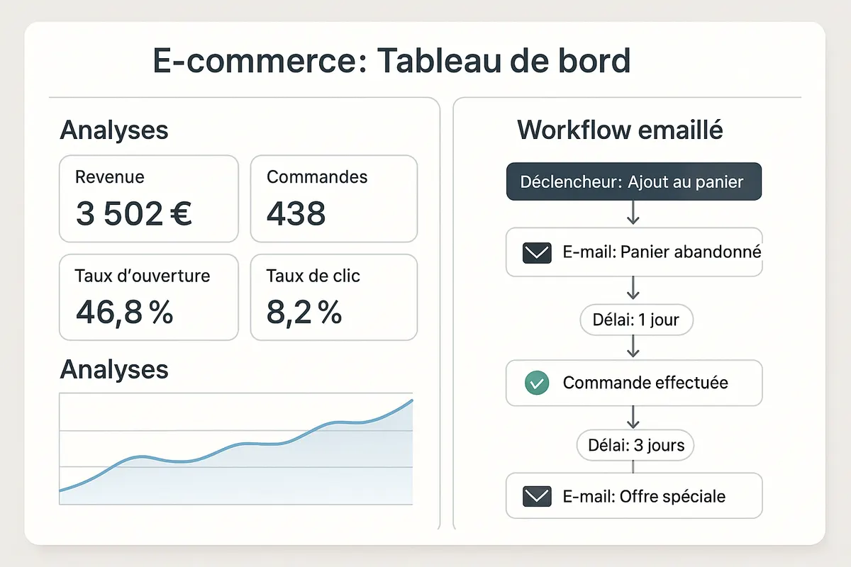 Tableau de bord de marketing par email avec scénarios automatisés