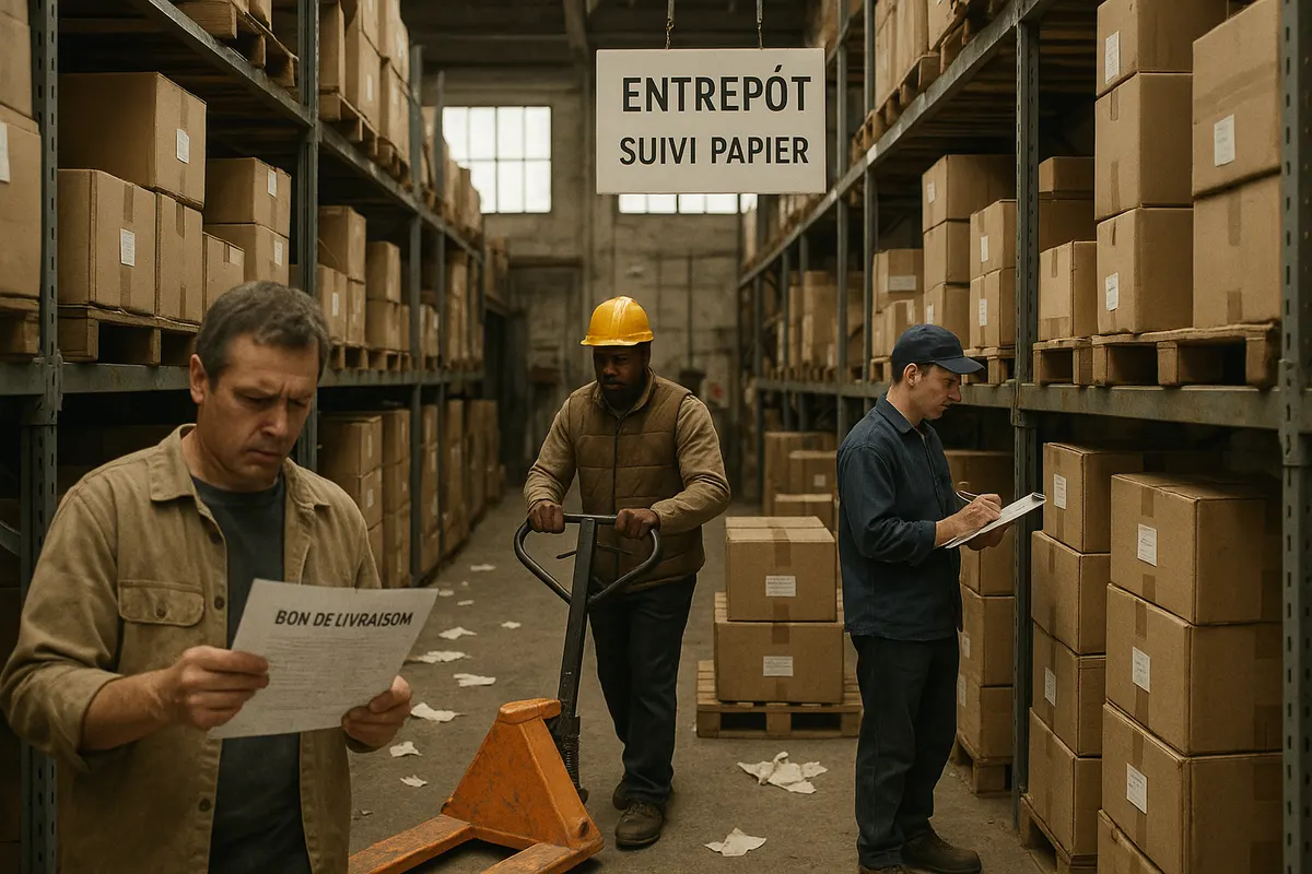 Ouvrier gérant les stocks manuellement