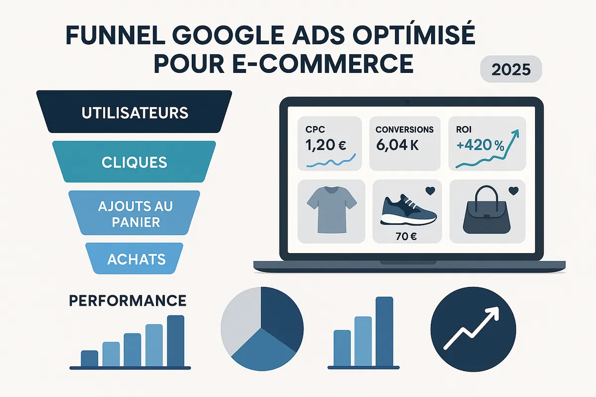 Stratégie Google Ads e-commerce avec graphiques de performance