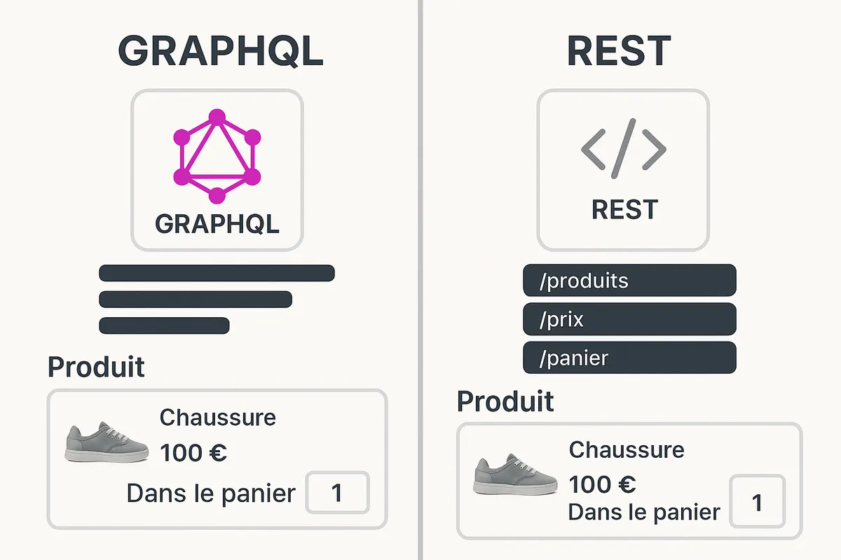 Illustration de l’architecture API GraphQL vs REST