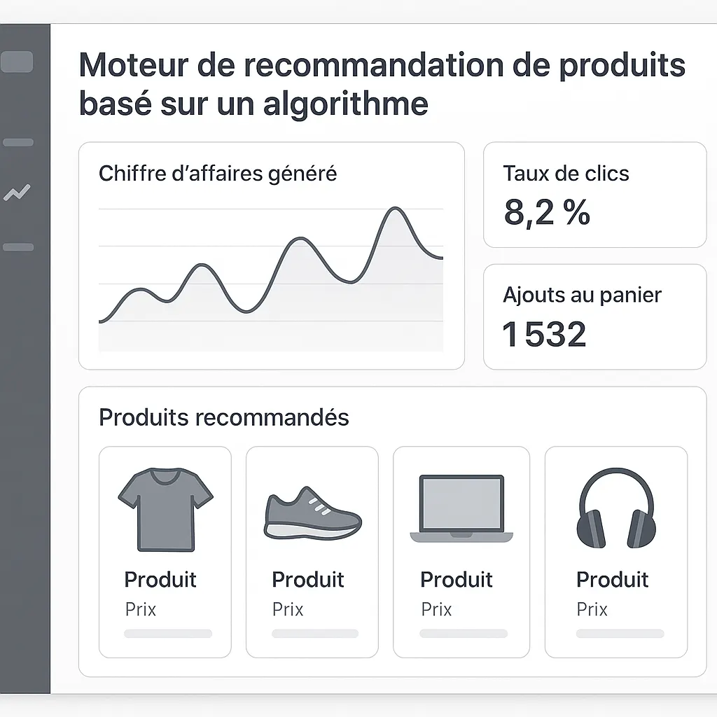 Visuel d’un moteur de recommandations produits sur un site e-commerce
