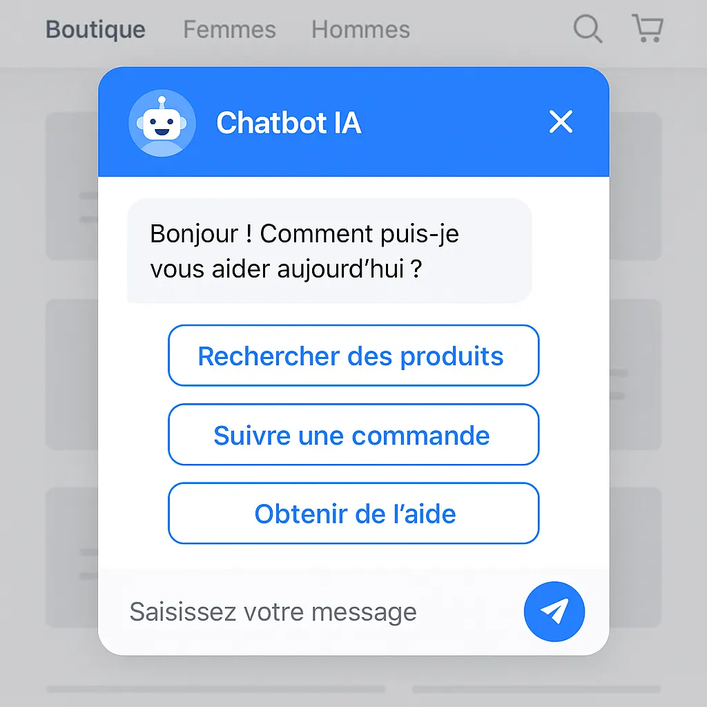 Interface de chatbot e-commerce avec IA