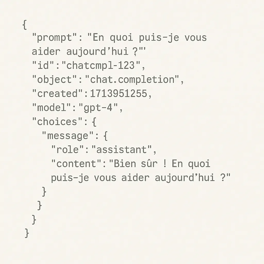 Réponse JSON d’un chatbot e-commerce
