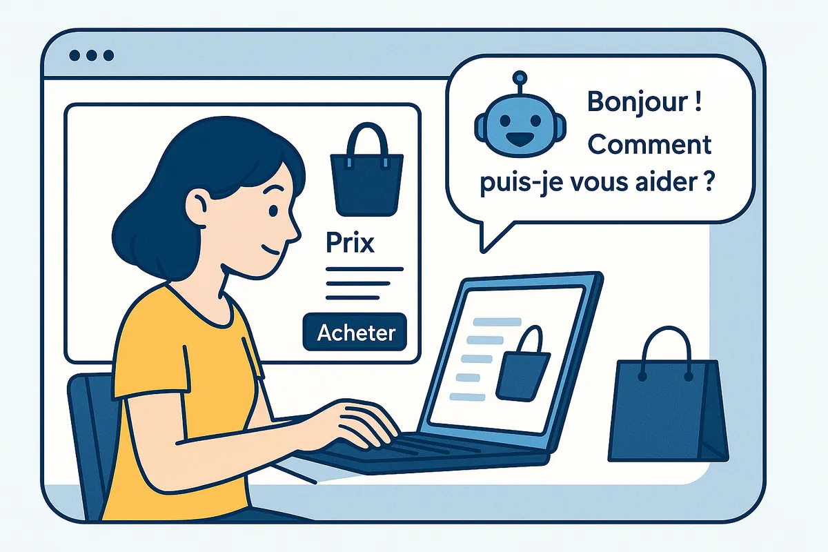 Acheteur discutant avec un chatbot