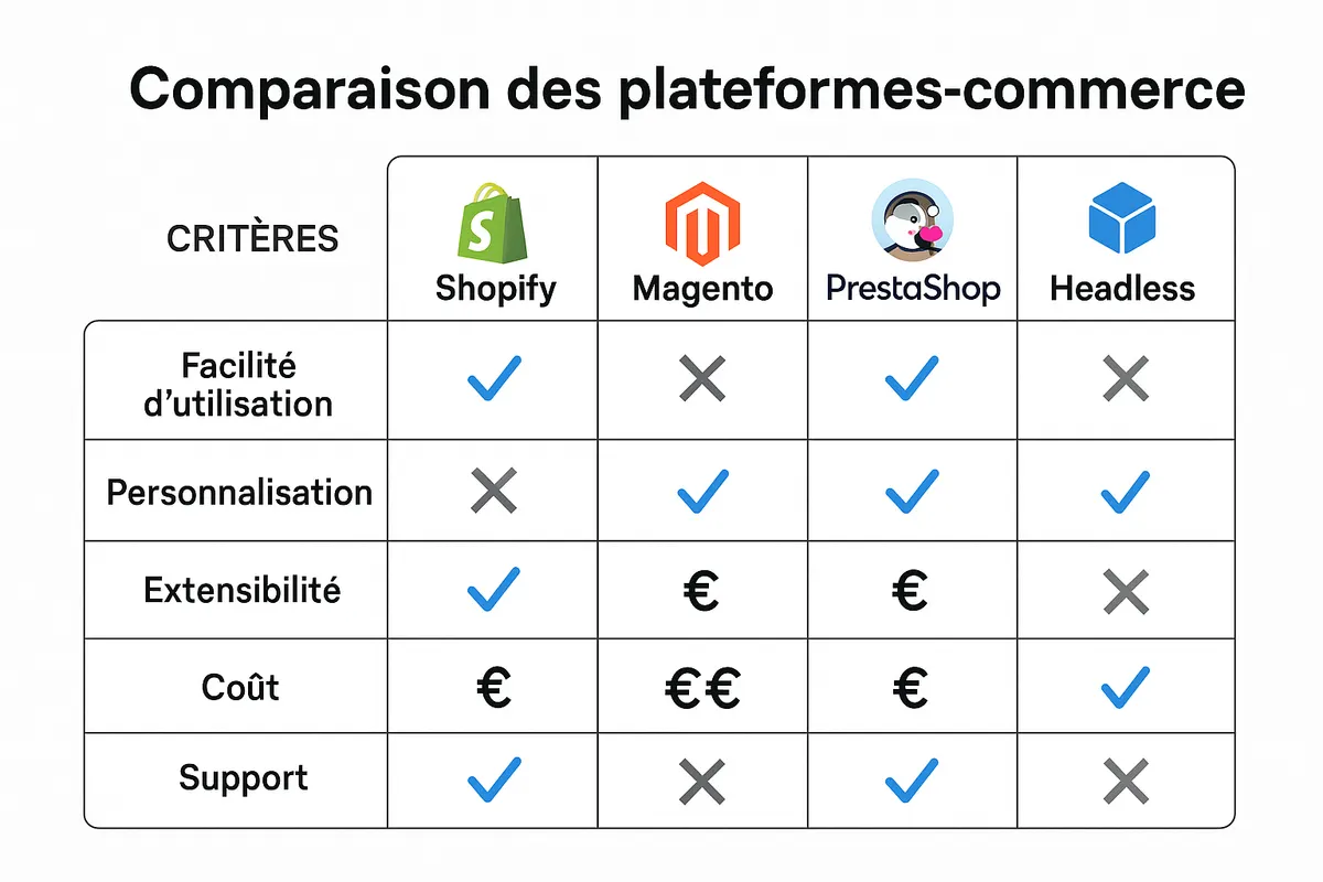 Comparaison de plateformes e-commerce