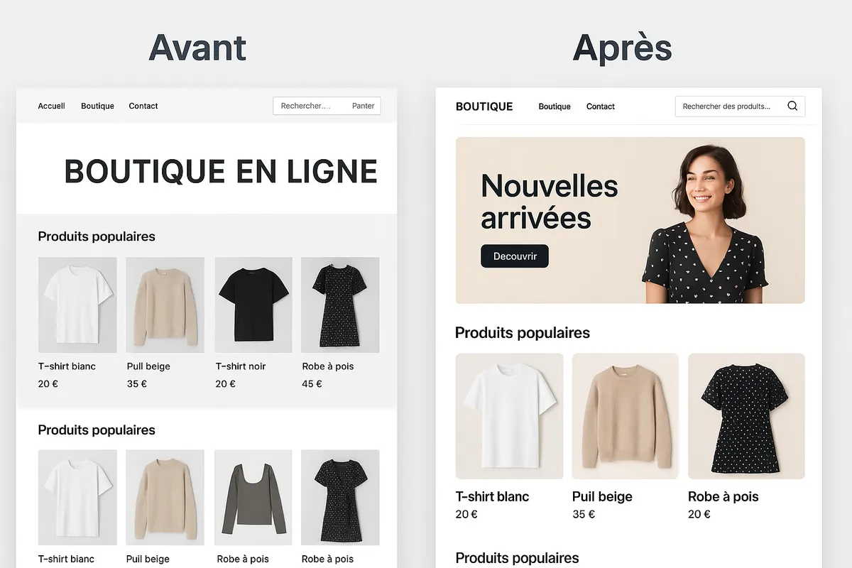 Comparaison avant/après migration e-commerce
