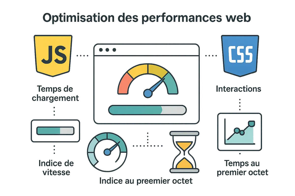 Diagramme illustrant l'optimisation front-end JavaScript et CSS
