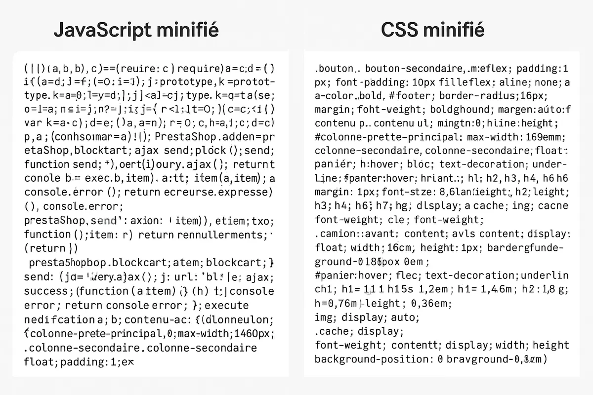 Code minifié sur un thème PrestaShop rapide