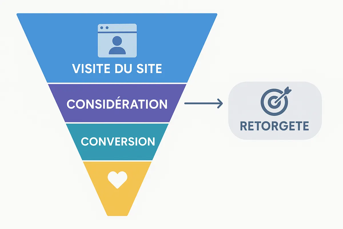 Tunnel de conversion avec étape de retargeting