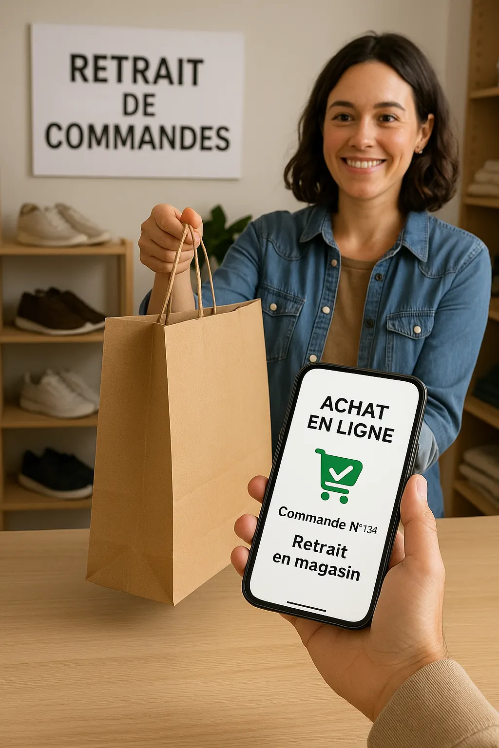 Exemple d’achat sur smartphone avec retrait en boutique