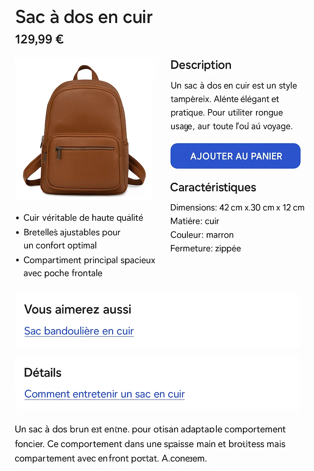 Fiche produit optimisée SEO avec contenus riches