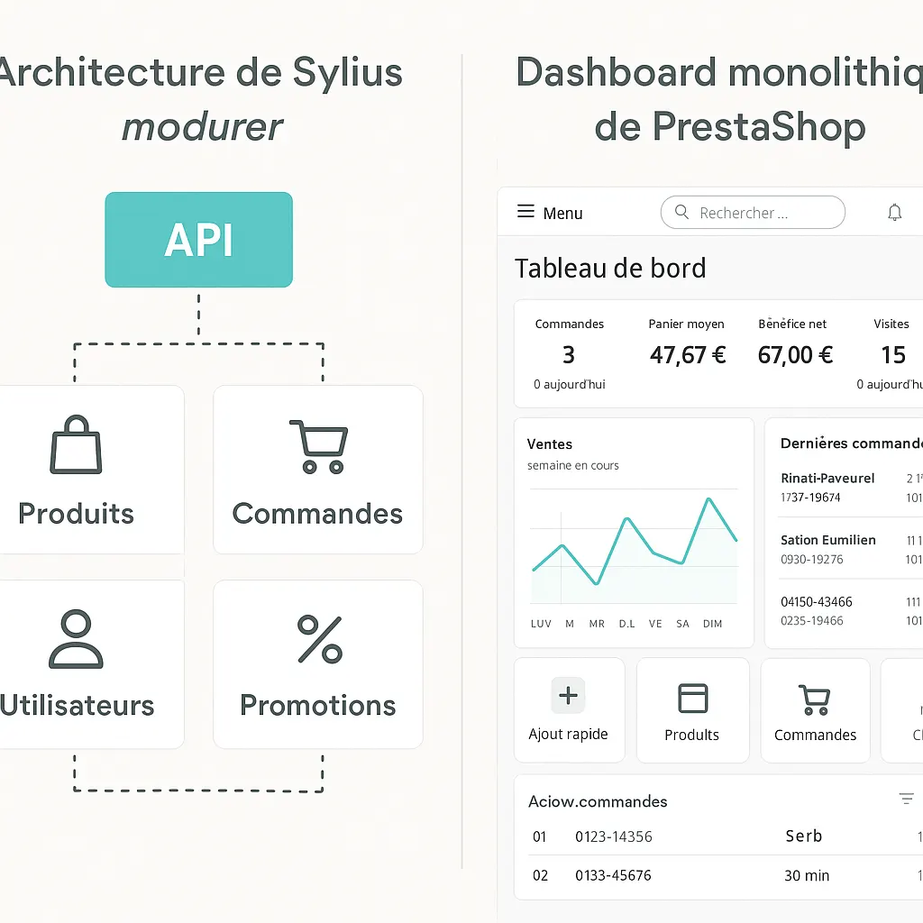 Comparaison visuelle entre Sylius et PrestaShop